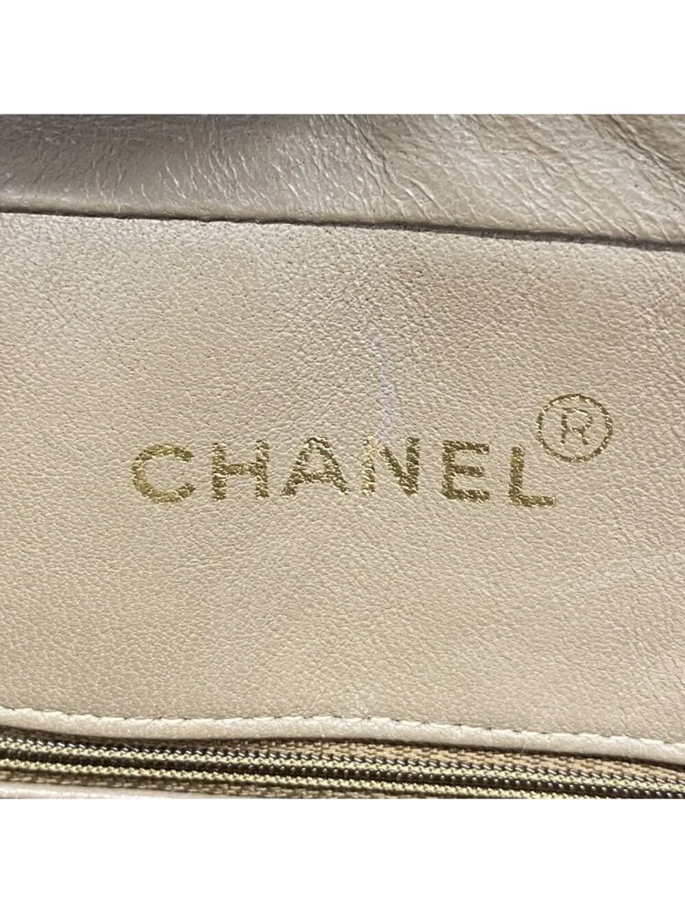 Chanel Shoulder Bag Mademoiselle Jumbo CC Logo Caviar Leather Light Brown Gold
